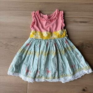 Persnickety Deer Floral Mixed Print Dress 12M Baby Girl Ruffle Lace Boutique